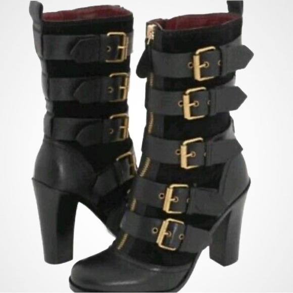 Marc by Marc Jacobs Buckle Leather Suede Moto Punk Rocker Boots Size US 7/37Eur - Picture 1 of 10